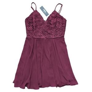 Lulu's Burgundy Lace Mini Dress